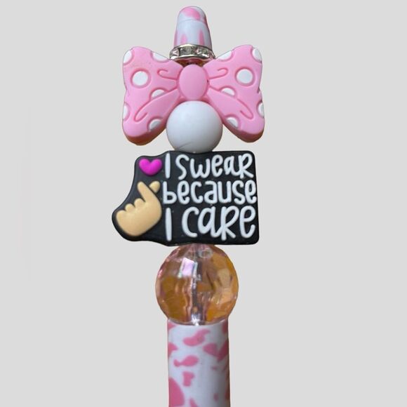 Beadable Pen “I Swear Because I Care” New - Picture 1 of 2